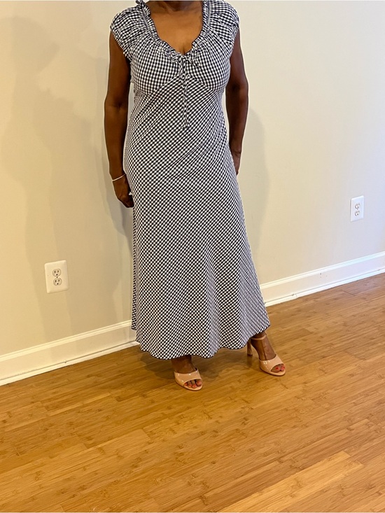 Market & Spruce Dresses & Skirts - Market & Spruce Navy Gingham Maxi Dress with Cap Sleeves